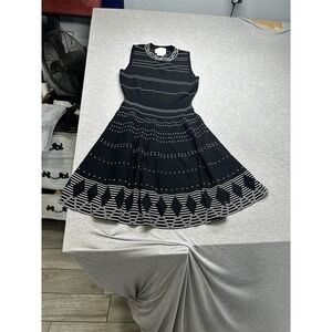 Kate Spade Textured Knit‎ Fit and Flare Black/White Dress XS